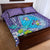 Hawaii Honu Quilt Bed Set Tropical Flowers Purple Gradient