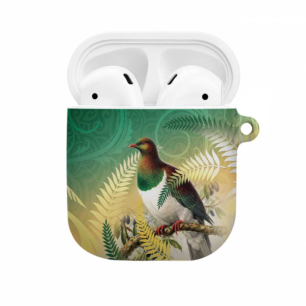 New Zealand Pigeon Kereru AirPods Case Maori Fern Art Green Gradient LT05 Green - Polynesian Pride