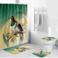New Zealand Pigeon Kereru Bathroom Set Maori Fern Art Green Gradient - Polynesian Pride