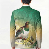 New Zealand Pigeon Kereru Blazer Maori Fern Art Green Gradient - Polynesian Pride