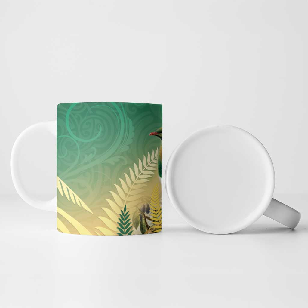 New Zealand Pigeon Kereru Ceramic Mug Maori Fern Art Green Gradient LT05 - Polynesian Pride