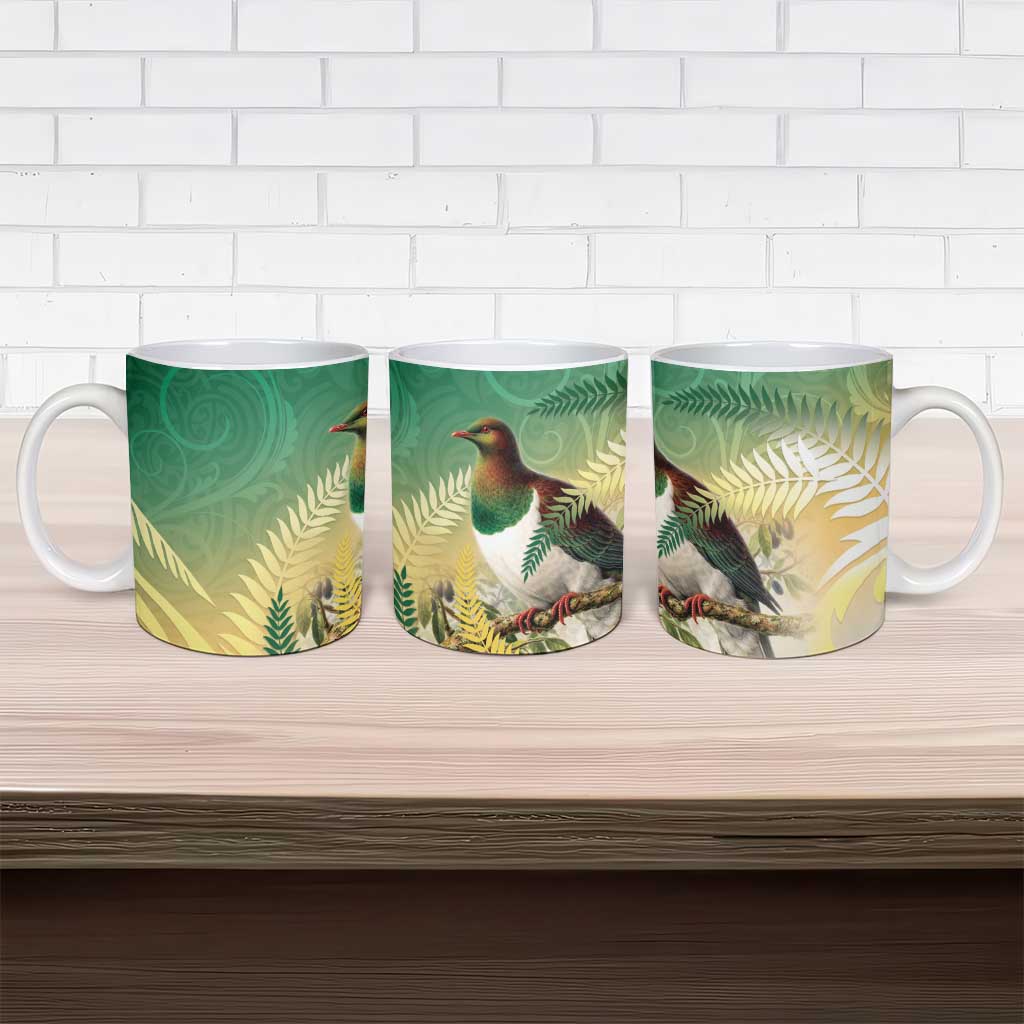 New Zealand Pigeon Kereru Ceramic Mug Maori Fern Art Green Gradient LT05 - Polynesian Pride