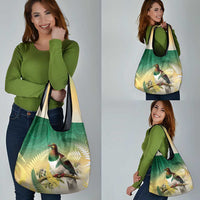 New Zealand Pigeon Kereru Grocery Bag Maori Fern Art Green Gradient - Polynesian Pride