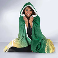 New Zealand Pigeon Kereru Hooded Blanket Maori Fern Art Green Gradient - Polynesian Pride