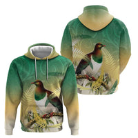 New Zealand Pigeon Kereru Hoodie Maori Fern Art Green Gradient - Polynesian Pride