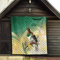New Zealand Pigeon Kereru Quilt Maori Fern Art Green Gradient - Polynesian Pride