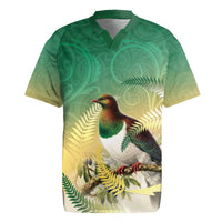 New Zealand Pigeon Kereru Rugby Jersey Maori Fern Art Green Gradient - Polynesian Pride