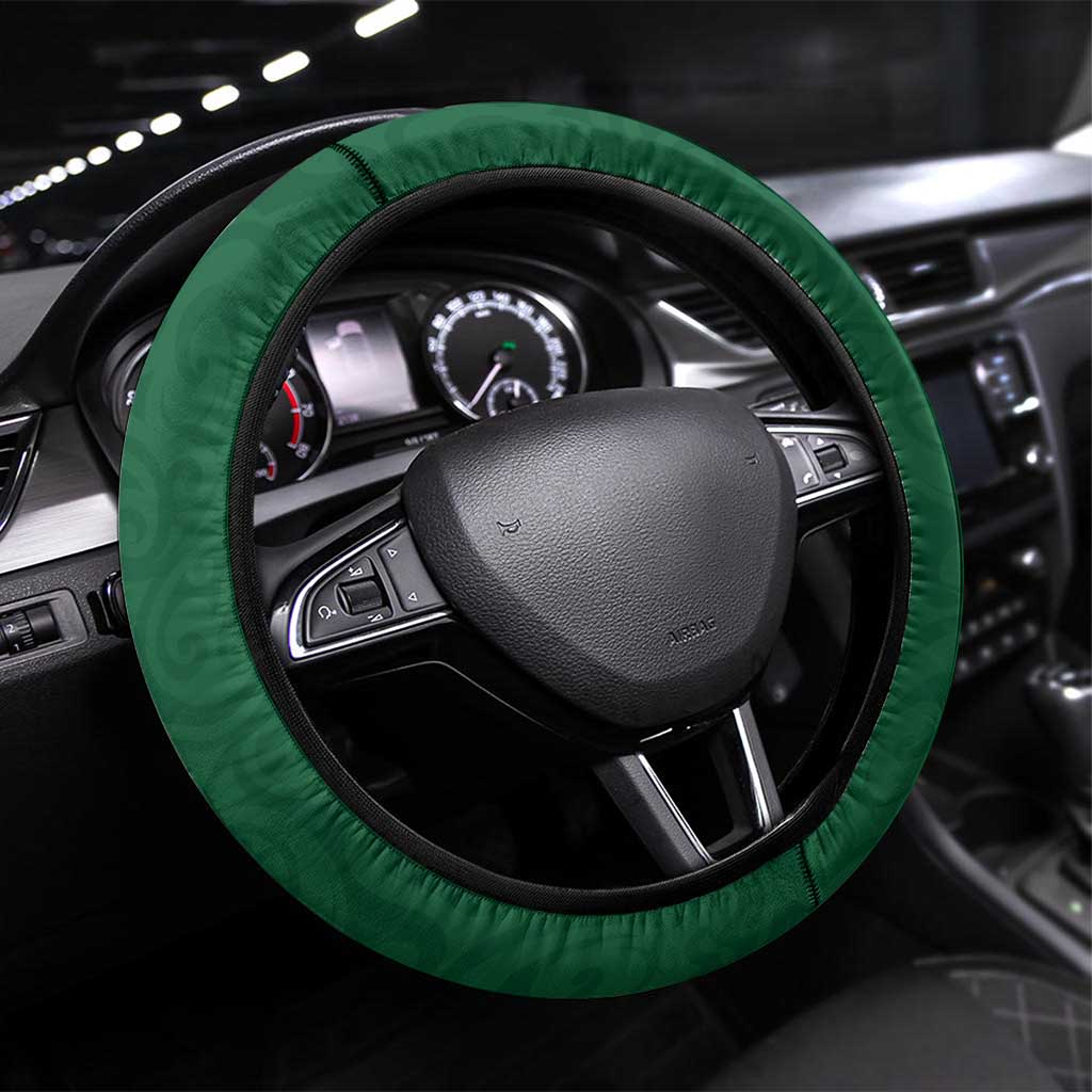 New Zealand Pigeon Kereru Steering Wheel Cover Maori Fern Art Green Gradient - Polynesian Pride