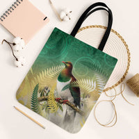 New Zealand Pigeon Kereru Tote Bag Maori Fern Art Green Gradient - Polynesian Pride