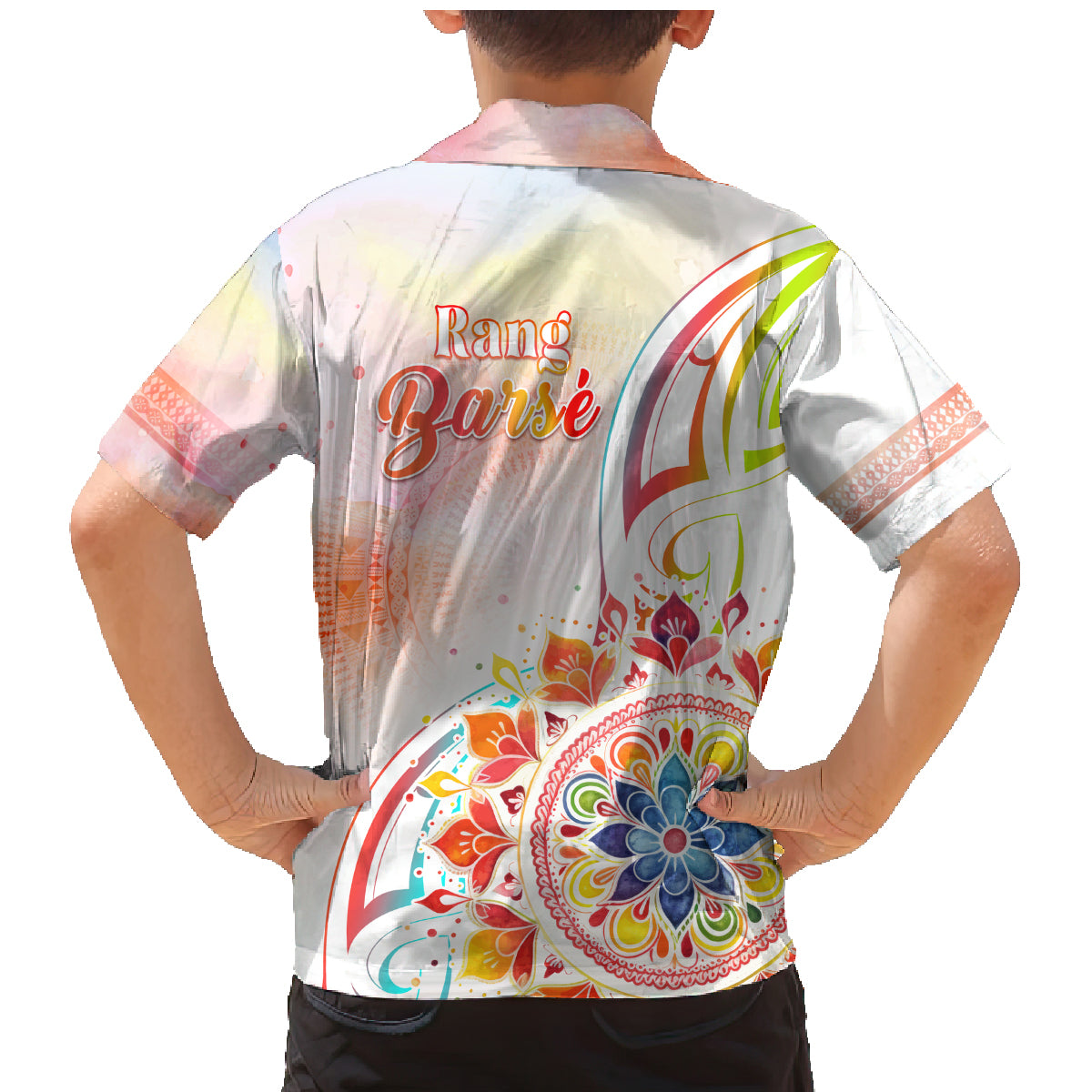 Happy Holi Festival Family Matching Mermaid Dress and Hawaiian Shirt Rangoli With Polynesian Pattern LT05 - Polynesian Pride