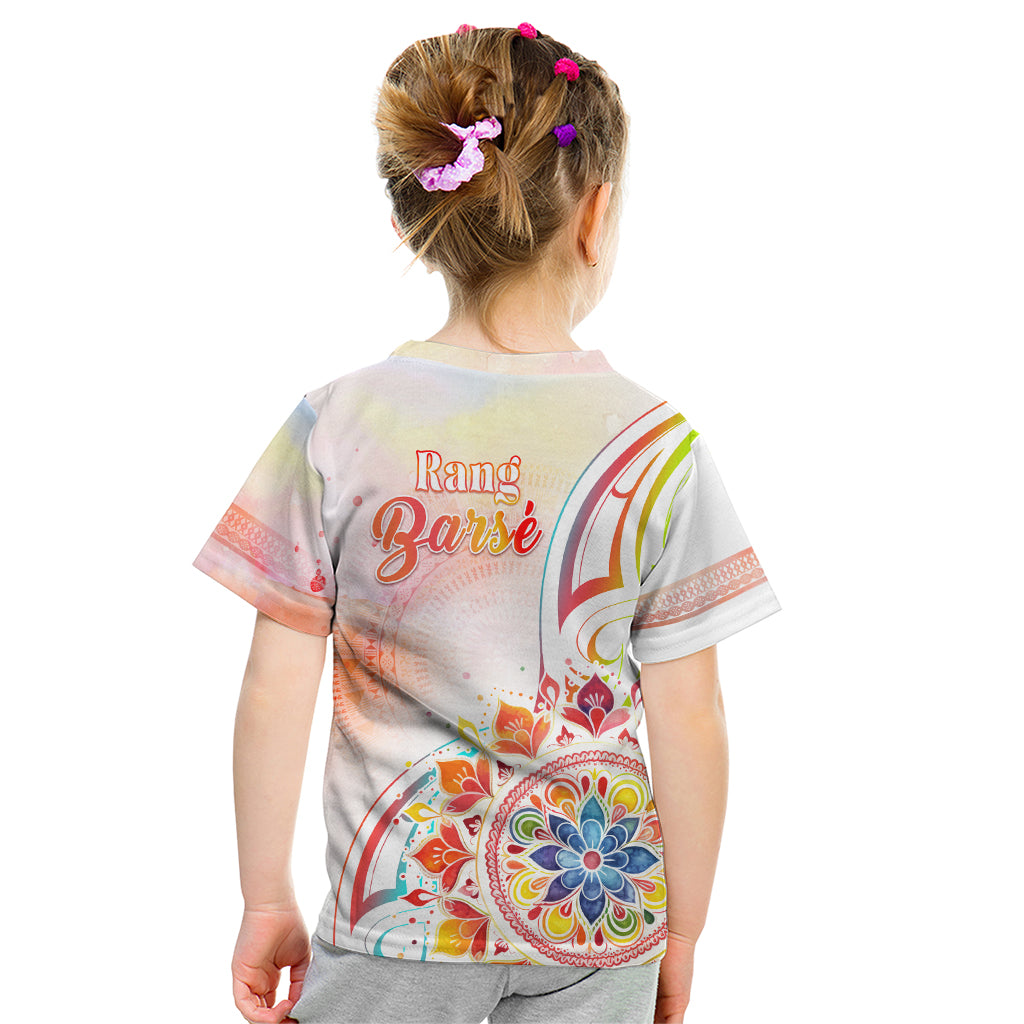 Happy Holi Festival Kid T Shirt Rangoli With Polynesian Pattern LT05 - Polynesian Pride