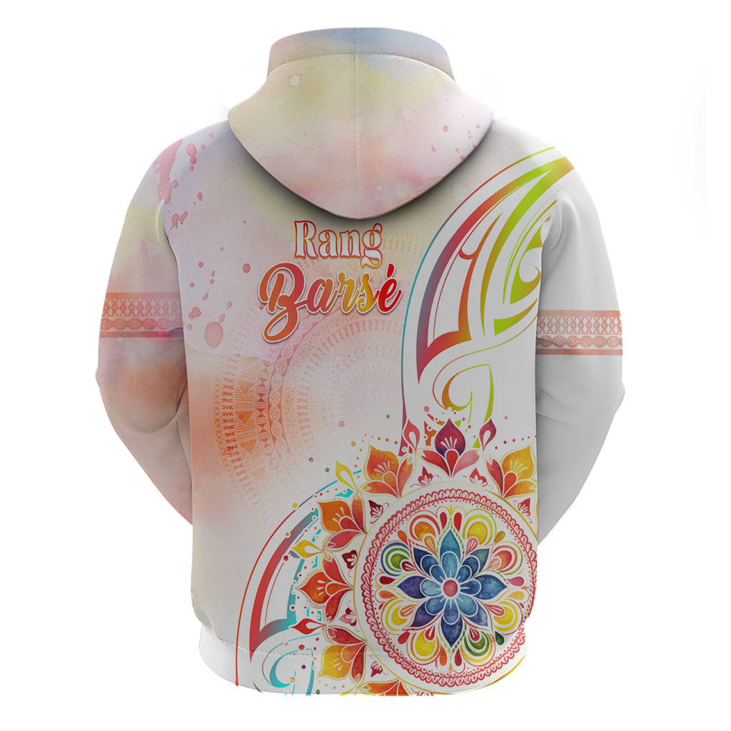 Happy Holi Festival Zip Hoodie Rangoli With Polynesian Pattern LT05 - Polynesian Pride