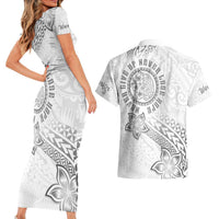Brain Cancer Warrior Couples Matching Short Sleeve Bodycon Dress and Hawaiian Shirt Never Give Up