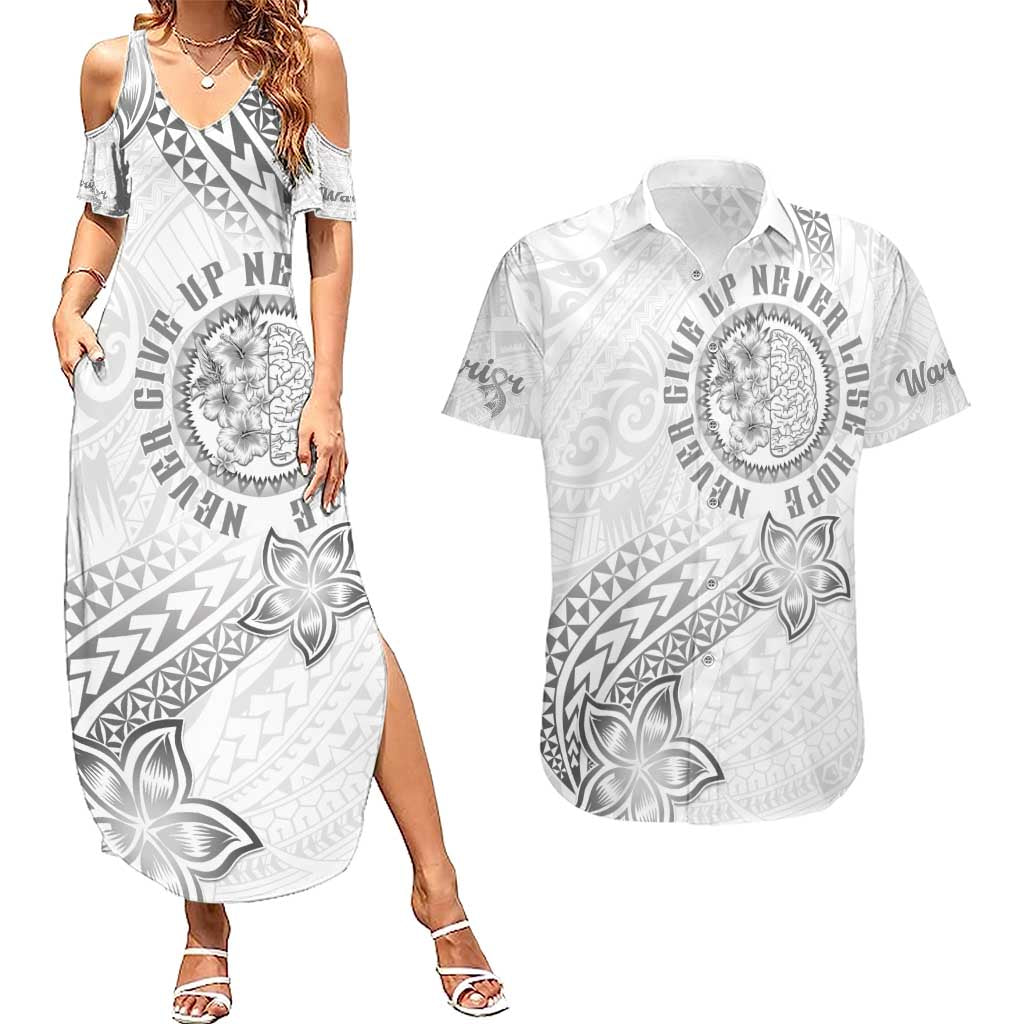Brain Cancer Warrior Couples Matching Summer Maxi Dress and Hawaiian Shirt Never Give Up