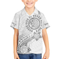 Brain Cancer Warrior Family Matching Off Shoulder Short Dress and Hawaiian Shirt Never Give Up LT05 Son's Shirt White - Polynesian Pride