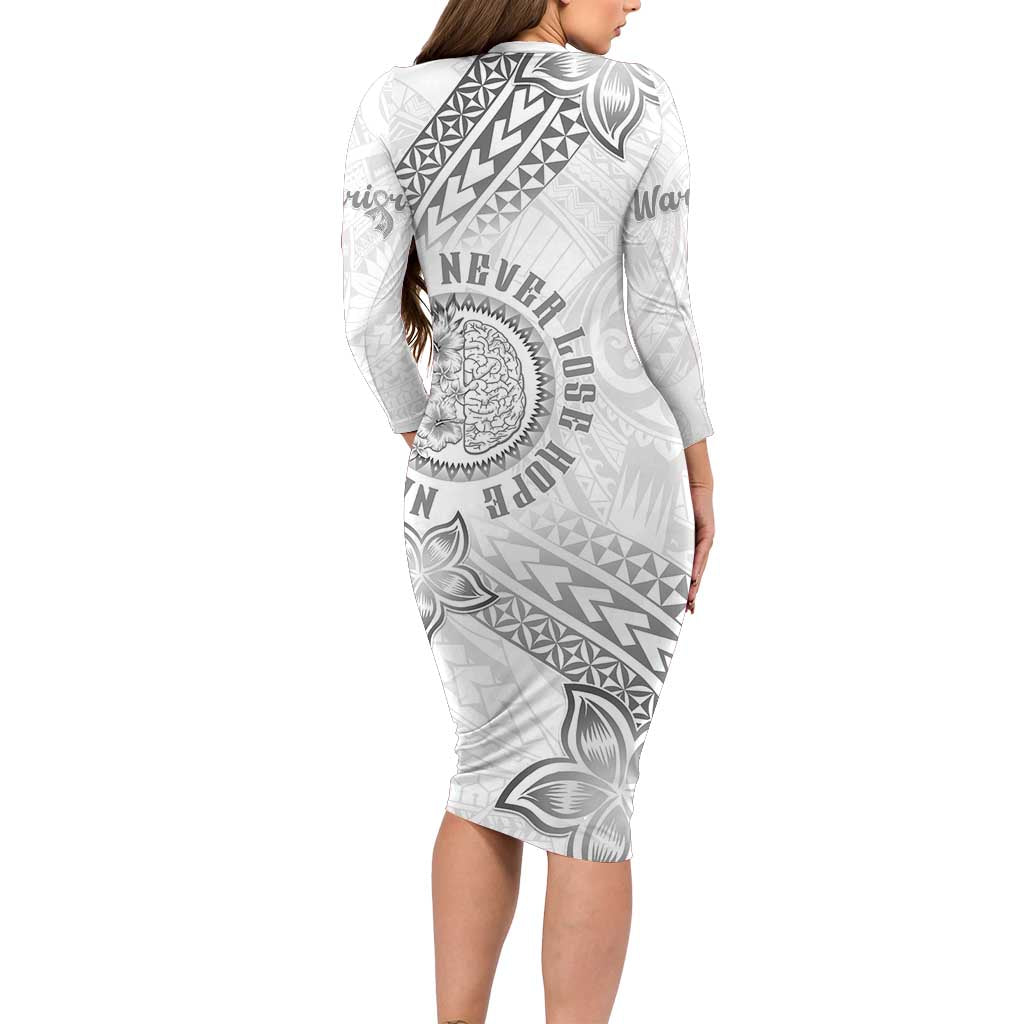 Brain Cancer Warrior Long Sleeve Bodycon Dress Never Give Up