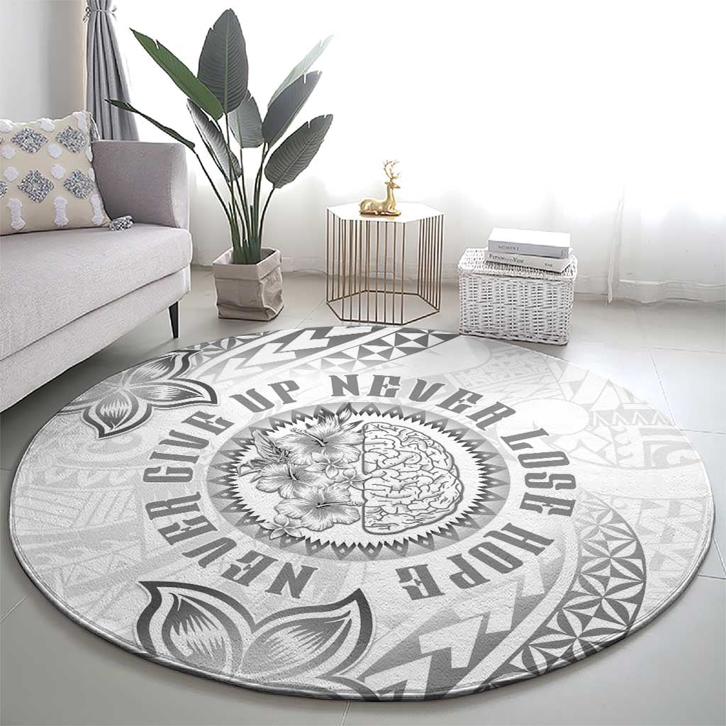 Brain Cancer Warrior Round Carpet Never Give Up LT05 - Polynesian Pride
