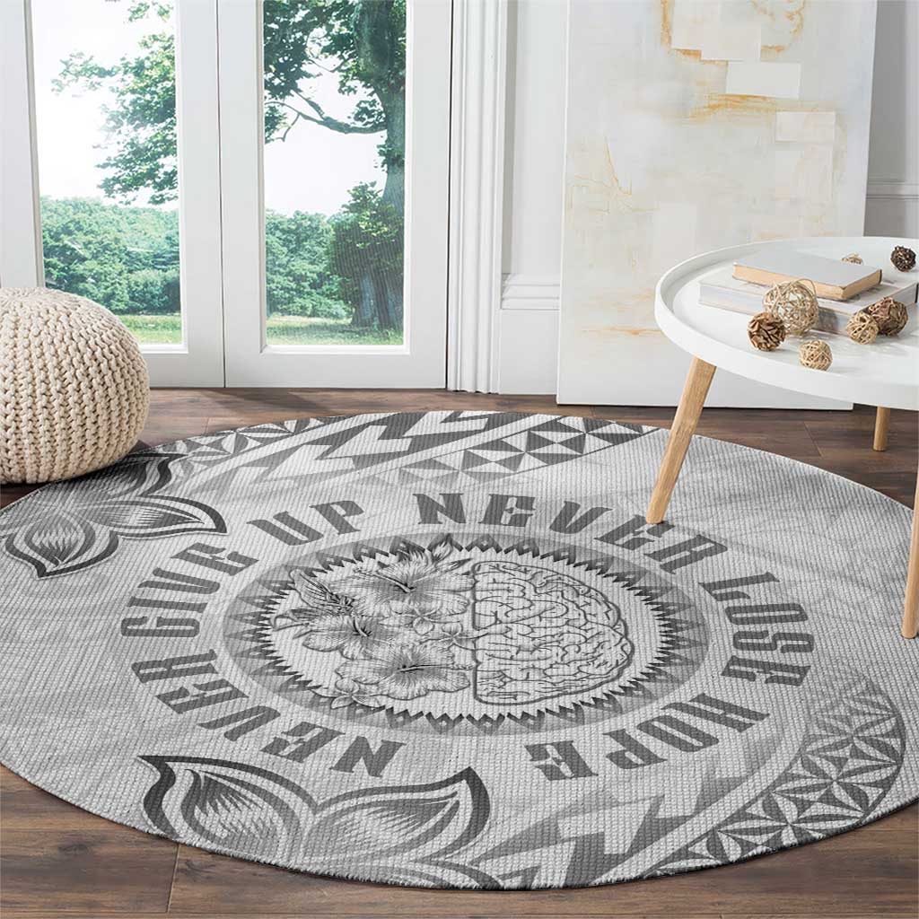 Brain Cancer Warrior Round Carpet Never Give Up LT05 - Polynesian Pride