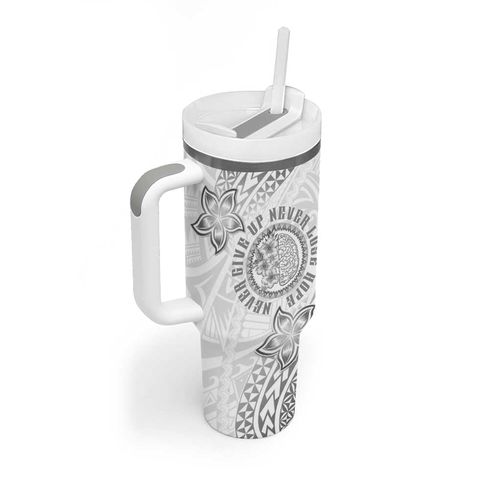 Brain Cancer Warrior Tumbler With Handle Never Give Up