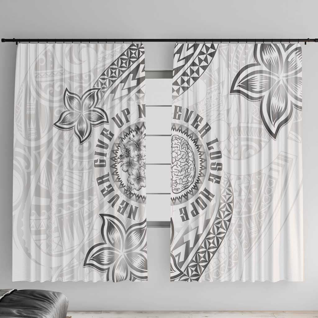 Brain Cancer Warrior Window Curtain Never Give Up LT05 With Hooks White - Polynesian Pride