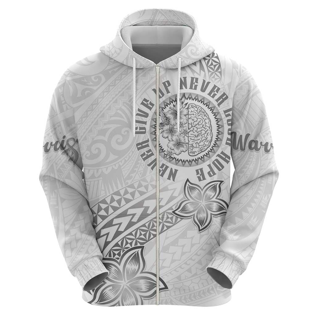 Brain Cancer Warrior Zip Hoodie Never Give Up LT05 - Polynesian Pride