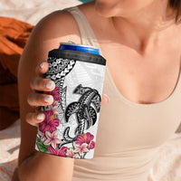 White Polynesian Hammerhead Shark Tribal Pattern 4 in 1 Can Cooler Tumbler