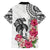 White Polynesian Hammerhead Shark Tribal Pattern Family Matching Short Sleeve Bodycon Dress and Hawaiian Shirt