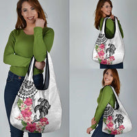 White Polynesian Hammerhead Shark Tribal Pattern Grocery Bag