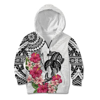 White Polynesian Hammerhead Shark Tribal Pattern Kid Hoodie