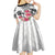 White Polynesian Hammerhead Shark Tribal Pattern Kid Short Sleeve Dress