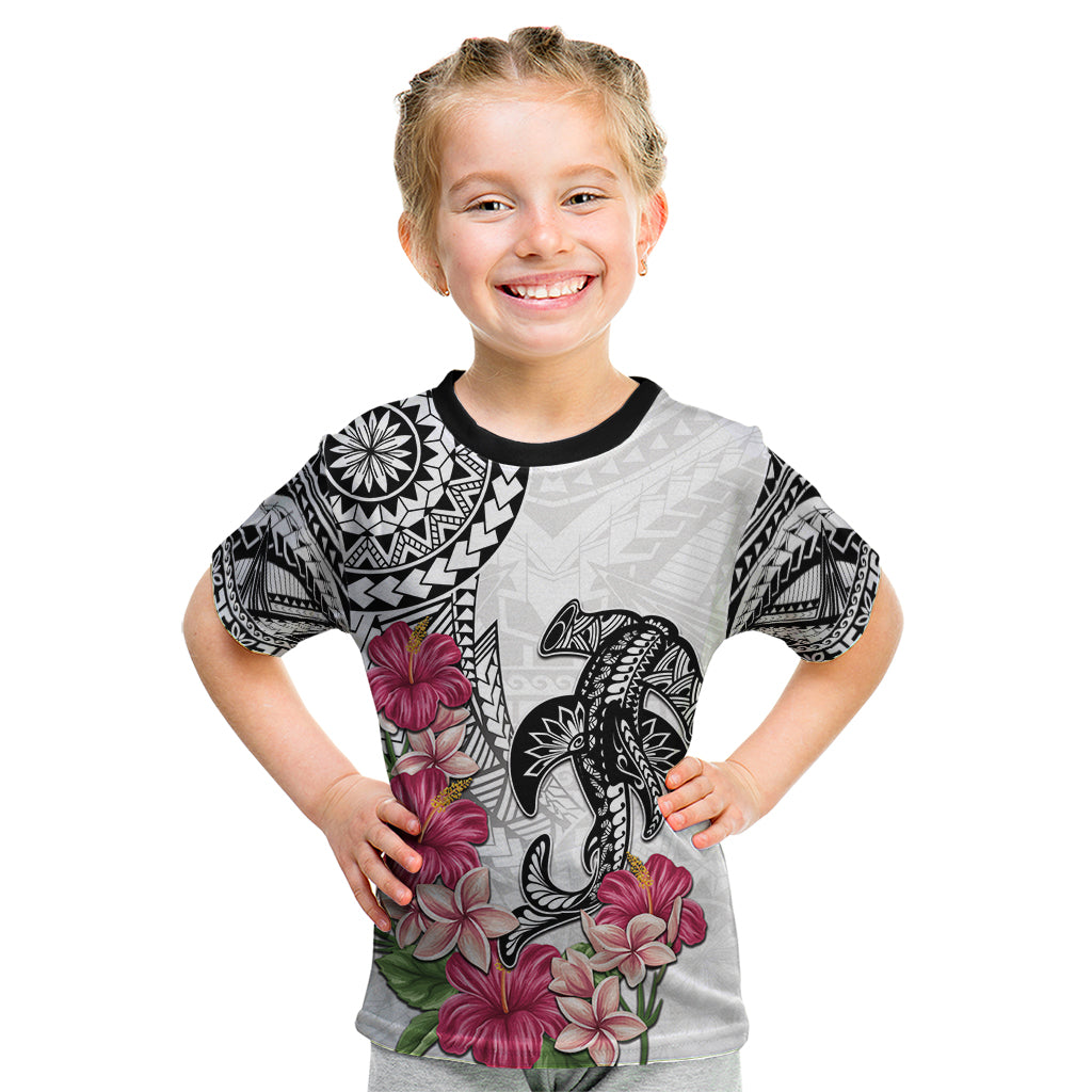 White Polynesian Hammerhead Shark Tribal Pattern Kid T Shirt LT05 White - Polynesian Pride