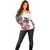 White Polynesian Hammerhead Shark Tribal Pattern Off Shoulder Sweater
