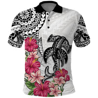 White Polynesian Hammerhead Shark Tribal Pattern Polo Shirt