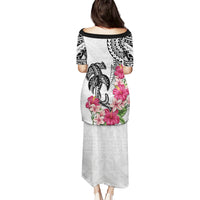 White Polynesian Hammerhead Shark Tribal Pattern Puletasi