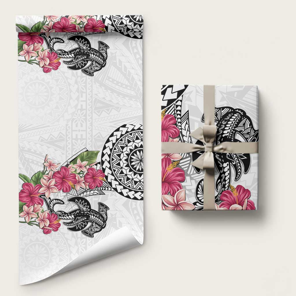 White Polynesian Hammerhead Shark Tribal Pattern Wrapping Paper LT05 58" × 23" White - Polynesian Pride