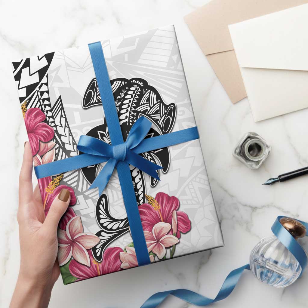 White Polynesian Hammerhead Shark Tribal Pattern Wrapping Paper - Polynesian Pride