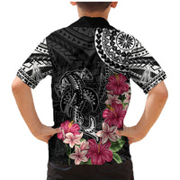 Black Polynesian Hammerhead Shark Tribal Pattern Family Matching Mermaid Dress and Hawaiian Shirt