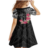 Black Polynesian Hammerhead Shark Tribal Pattern Family Matching Mermaid Dress and Hawaiian Shirt