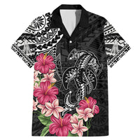 Black Polynesian Hammerhead Shark Tribal Pattern Family Matching Mermaid Dress and Hawaiian Shirt