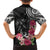 Black Polynesian Hammerhead Shark Tribal Pattern Family Matching Short Sleeve Bodycon Dress and Hawaiian Shirt