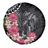 Black Polynesian Hammerhead Shark Tribal Pattern Spare Tire Cover