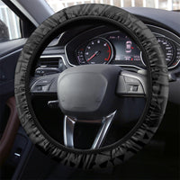 Black Polynesian Hammerhead Shark Tribal Pattern Steering Wheel Cover