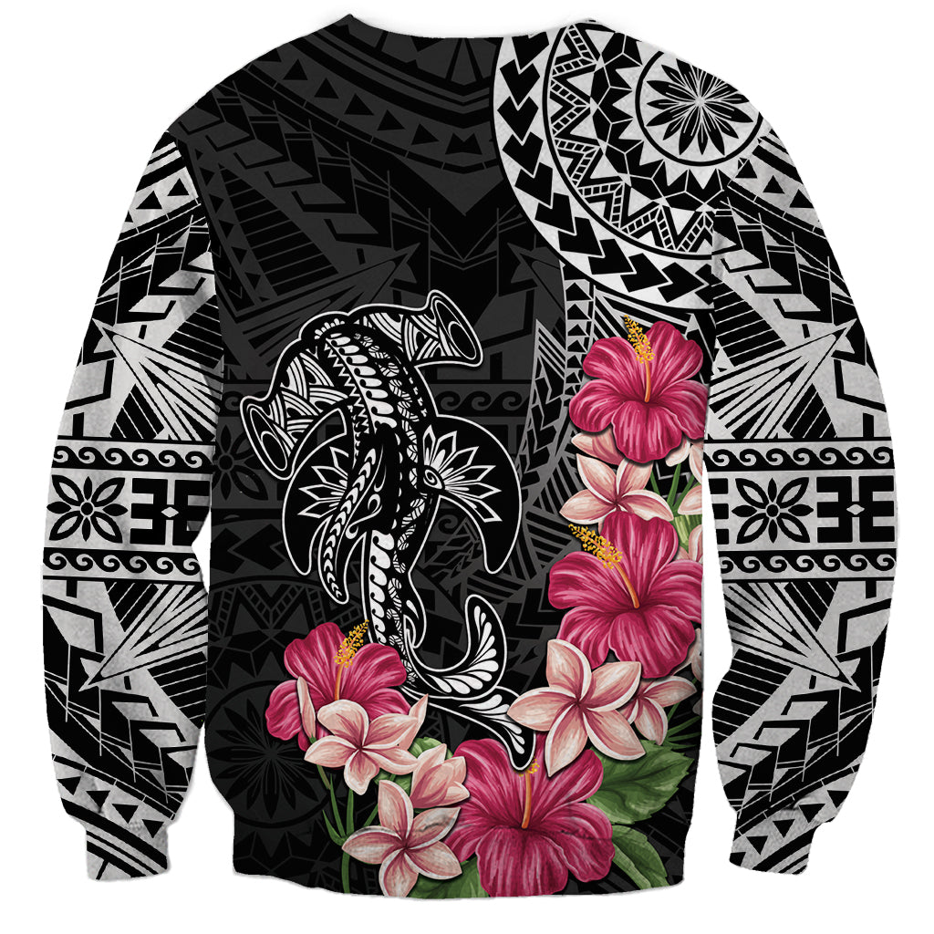 Black Polynesian Hammerhead Shark Tribal Pattern Sweatshirt