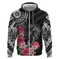 Black Polynesian Hammerhead Shark Tribal Pattern Zip Hoodie LT05 Zip Hoodie Black - Polynesian Pride