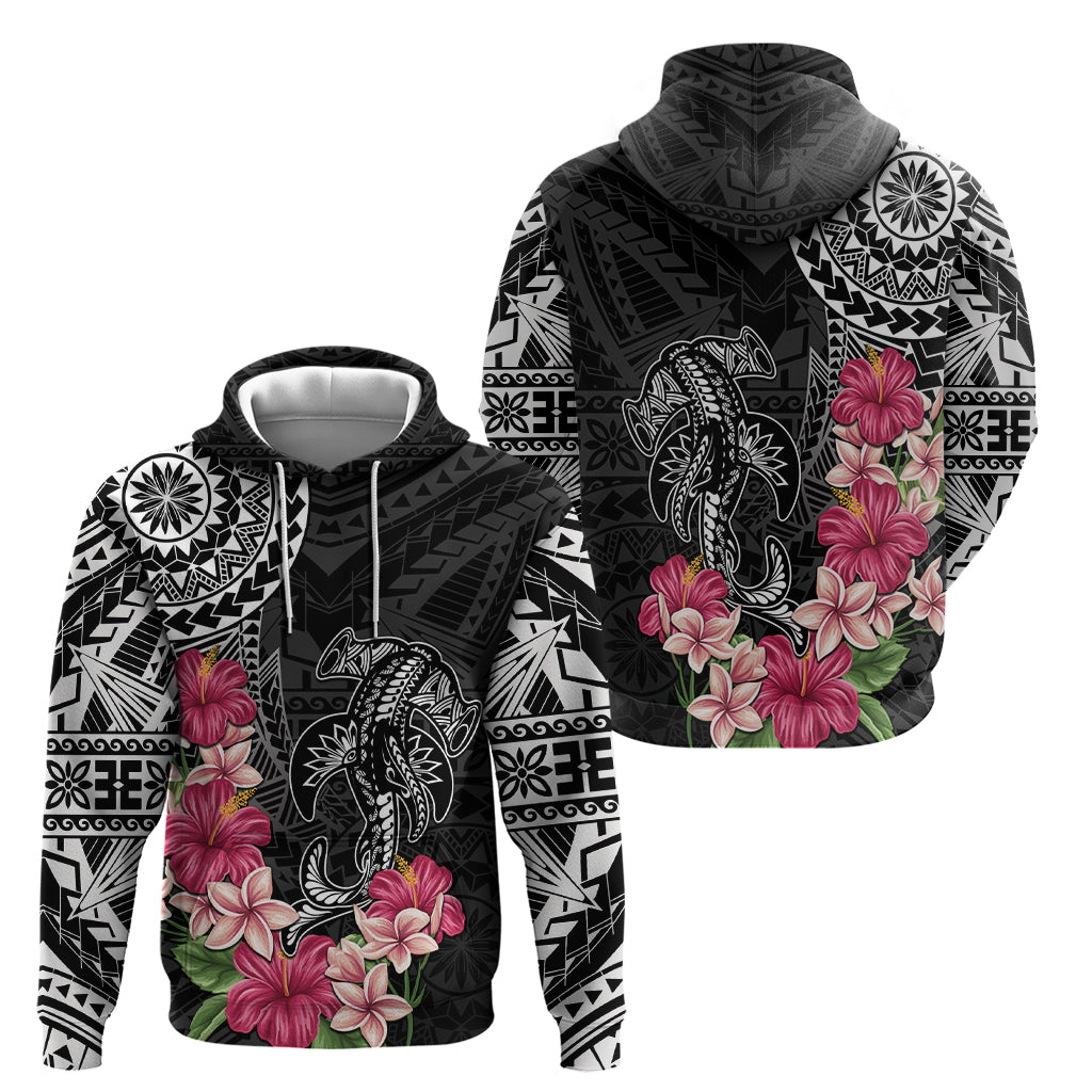 Black Polynesian Hammerhead Shark Tribal Pattern Zip Hoodie LT05 - Polynesian Pride