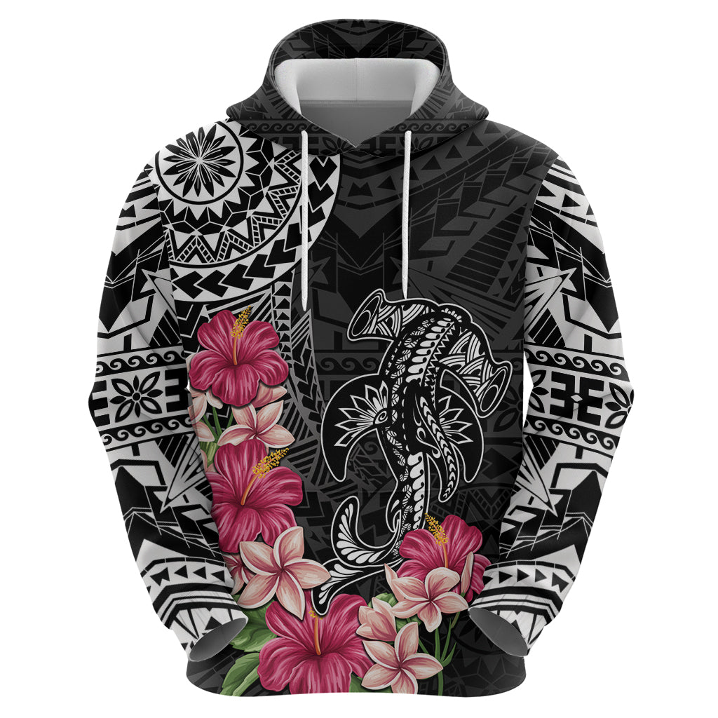 Black Polynesian Hammerhead Shark Tribal Pattern Zip Hoodie LT05 - Polynesian Pride