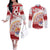 French Polynesia Internal Autonomy Day Couples Matching Off The Shoulder Long Sleeve Dress and Long Sleeve Button Shirt Tropical Hibiscus And Turtle Pattern
