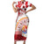 French Polynesia Internal Autonomy Day Short Sleeve Bodycon Dress Tropical Hibiscus And Turtle Pattern
