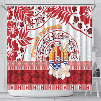 French Polynesia Internal Autonomy Day Shower Curtain Tropical Hibiscus And Turtle Pattern LT05 - Polynesian Pride