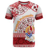 French Polynesia Internal Autonomy Day T Shirt Tropical Hibiscus And Turtle Pattern LT05 Red - Polynesian Pride